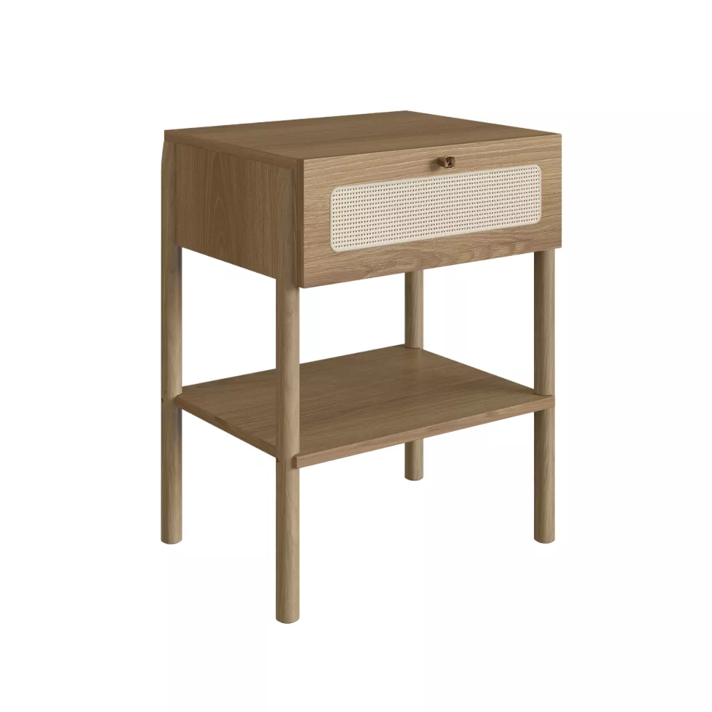 Mesa de Cabeceira Oslo Com 1 Gaveta Pés Em Madeira